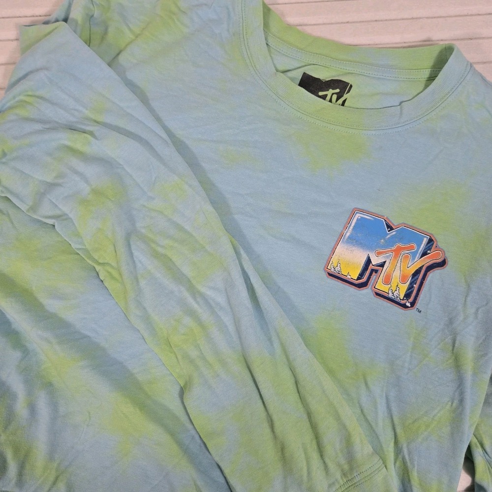 MTV LOGO  TIE DYE‎ LONG SLEEVE MENS RETRO T SHIRT  SIZE L